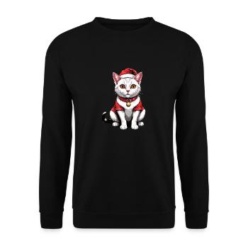 Chat de Noël Père Noël Chat Chat Chat Cadeau - Sweat-shirt Unisexe - noir - Devant - Alina (178cm) & Michal (187cm)