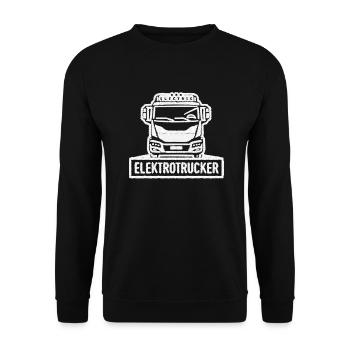 Elektrotrucker | gestickter Patch Look - Unisex Pullover - Schwarz - Vorne - Alina (178cm) & Michal (187cm)