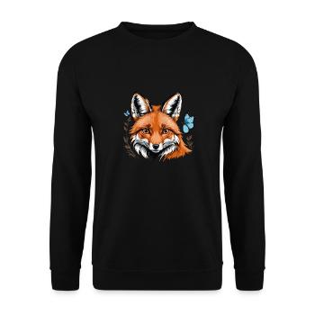 Fox Fox Flowers Cute Gift Animal Love for Women - Unisex Sweatshirt - black - Front - Alina (178cm) & Michal (187cm)