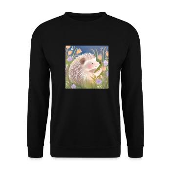 igel auf wiese - Unisex Pullover - Schwarz - Vorne - Alina (178cm) & Michal (187cm)