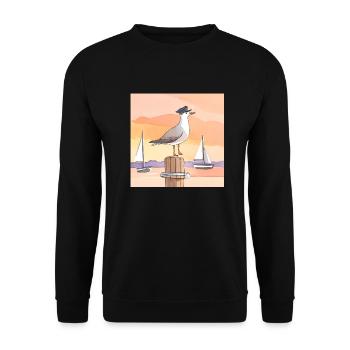 möwe 1 - Unisex Pullover - Schwarz - Vorne - Alina (178cm) & Michal (187cm)