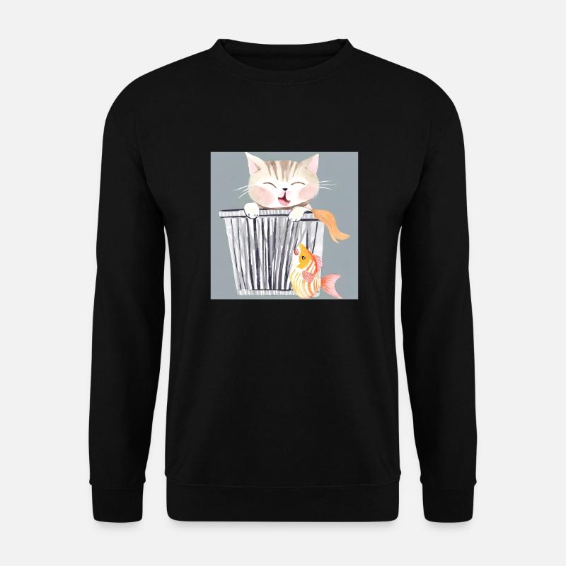 katze mit fisch - Unisex Pullover - Schwarz