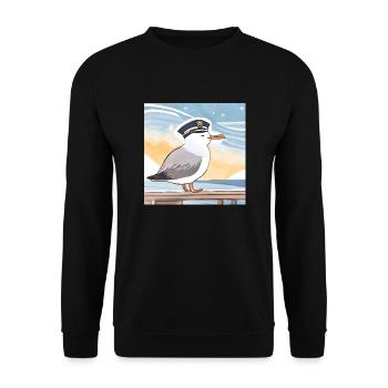 möwe2 1 - Unisex Pullover - Schwarz - Vorne - Alina (178cm) & Michal (187cm)