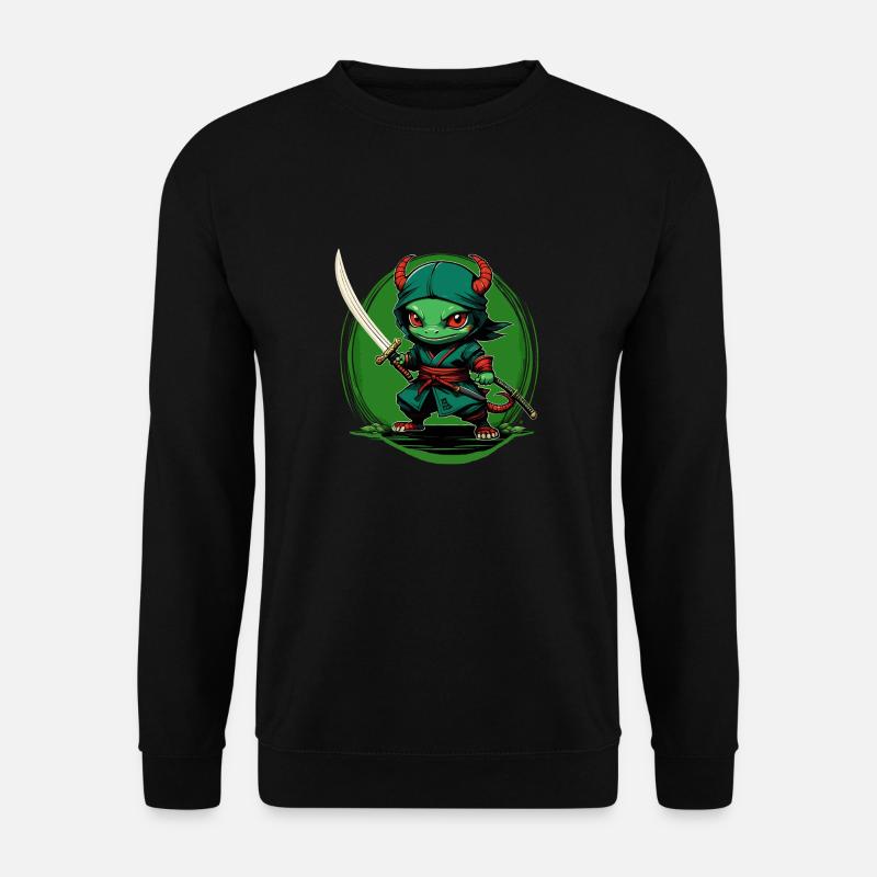 Ninja Grüner Salamander 1 - Unisex Pullover - Schwarz