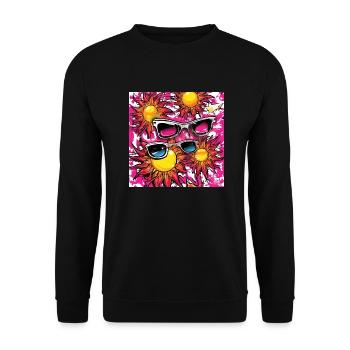 Multipe Sonnen mit zwei Brillen - Unisex Pullover - Schwarz - Vorne - Alina (178cm) & Michal (187cm)