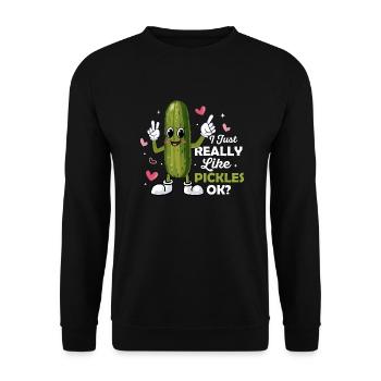 I Just Really Like Pickles, Ok? Cucumber Vegan Pic - Unisex Pullover - Schwarz - Vorne - Alina (178cm) & Michal (187cm)