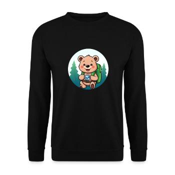 Cozy Bear Exploring Forest Path - Unisex Sweatshirt - black - Front - Alina (178cm) & Michal (187cm)