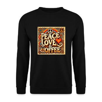 peace love and coffee - Unisex Sweatshirt - black - Front - Alina (178cm) & Michal (187cm)