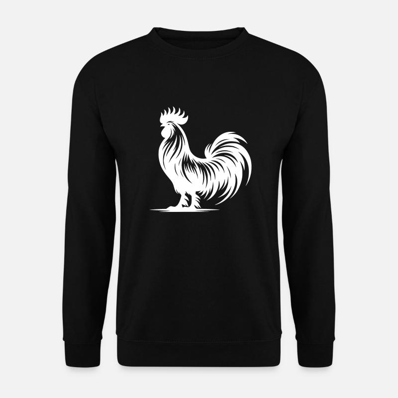 Stolzer Gockel Rassehahn mit großem Kamm - Unisex Pullover - Schwarz