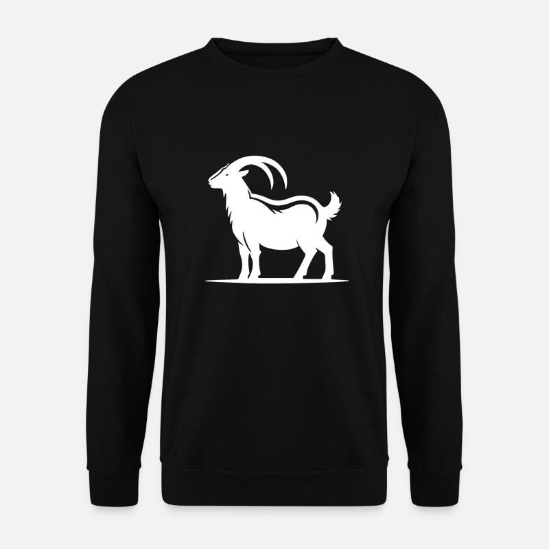 Ziegenbock Porträt mit riesigen Hörnern - Unisex Pullover - Schwarz