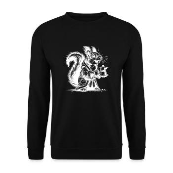Écureuil drôle avec du café fort Dessin - Sweat-shirt Unisexe - noir - Devant - Alina (178cm) & Michal (187cm)