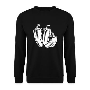 Drei Paprikaschoten Einfaches Gemüse Design - Unisex Pullover - Schwarz - Vorne - Alina (178cm) & Michal (187cm)