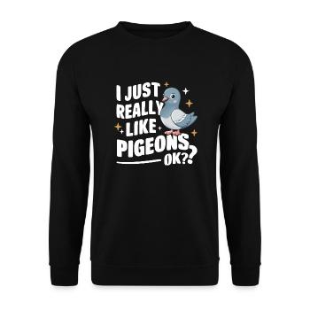 Pigeon Pigeons Animal Oiseau - Sweat-shirt Unisexe - noir - Devant - Alina (178cm) & Michal (187cm)
