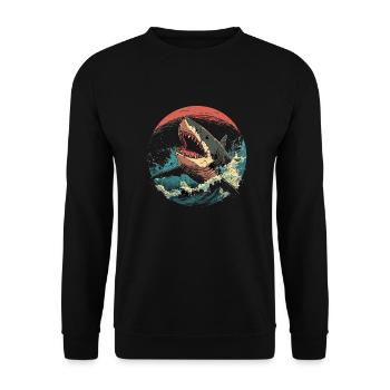 Angriff der Tiefe: Die Macht des Hais! - Unisex Pullover - Schwarz - Vorne - Alina (178cm) & Michal (187cm)