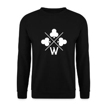 Lettre w trèfle porte bonheur - Sweat-shirt Unisexe - noir - Devant - Alina (178cm) & Michal (187cm)