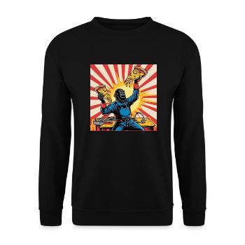 Pineapple Pizza - Unisex Sweatshirt - black - Front - Alina (178cm) & Michal (187cm)