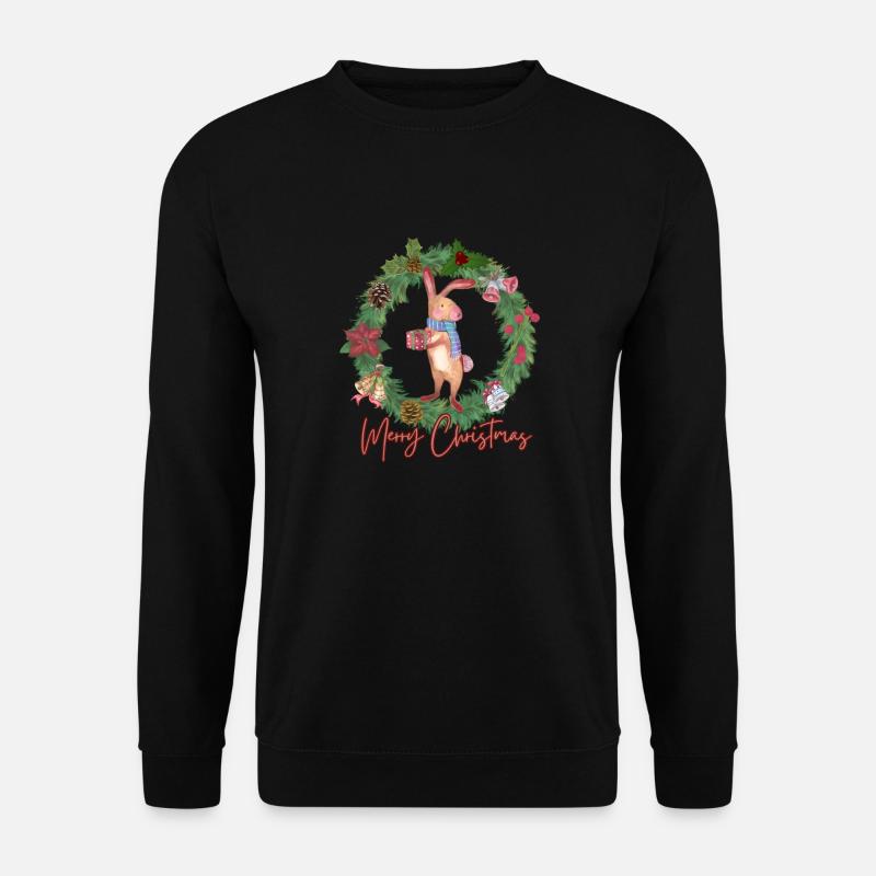 Merry Christmas Rabbit - Unisex Pullover - Schwarz
