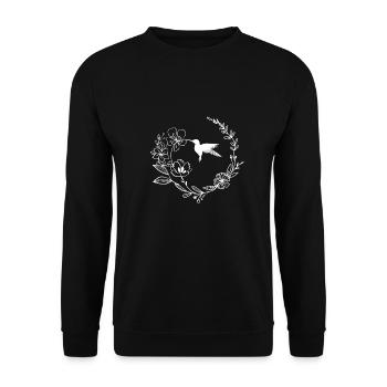 Hummingbird Circle Wildflowers - Unisex Sweatshirt - black - Front - Alina (178cm) & Michal (187cm)