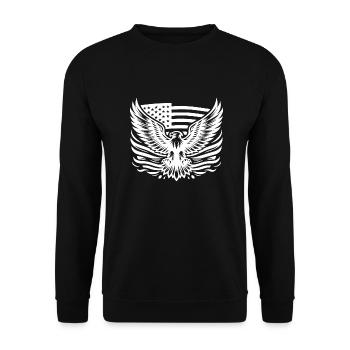 Adler als USA Symbol der Stärke und Unabhängigkeit - Unisex Pullover - Schwarz - Vorne - Alina (178cm) & Michal (187cm)