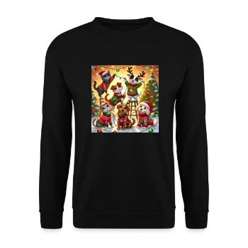Lustige Weihnachtstiere - Unisex Pullover - Schwarz - Vorne - Alina (178cm) & Michal (187cm)