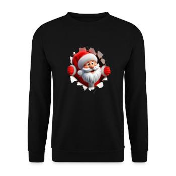 Père Noël dans le trou par l’avant 3 - Sweat-shirt Unisexe - noir - Devant - Alina (178cm) & Michal (187cm)