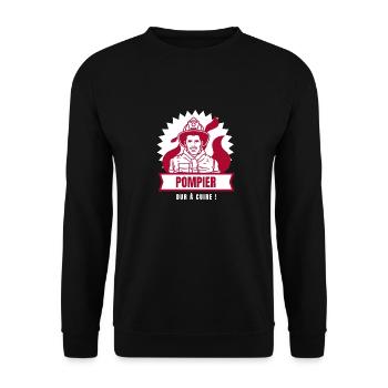 POMPIER, DUR À CUIRE ! - Sweat-shirt Unisexe - noir - Devant - Alina (178cm) & Michal (187cm)