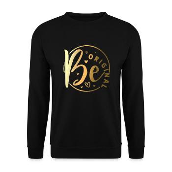 Seien Sie original Vektor Design Symbol Retro Zitat Etikett - Unisex Pullover - Schwarz - Vorne - Alina (178cm) & Michal (187cm)