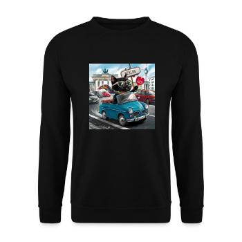 Cat on tour - I love Germany! - Berlin - Unisex Pullover - Schwarz - Vorne - Alina (178cm) & Michal (187cm)