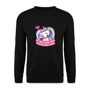 Let them believe that unicorns don’t exist - Unisex Sweatshirt - black - Front - Alina (178cm) & Michal (187cm)