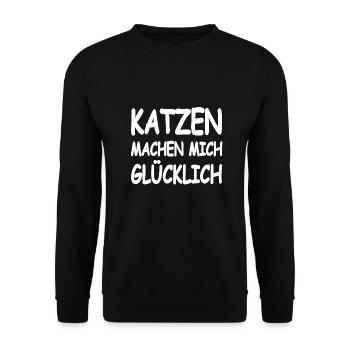 Katzen - Unisex Pullover - Schwarz - Vorne - Alina (178cm) & Michal (187cm)