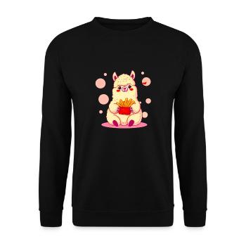🥔💖 Fry-Craving Fluffy Alpaca! 🌈✨ - Unisex Sweatshirt - black - Front - Alina (178cm) & Michal (187cm)