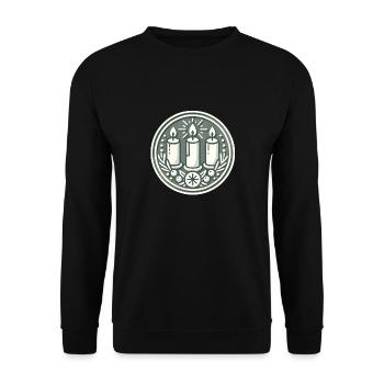 Kerzenblumenkranz - Unisex Pullover - Schwarz - Vorne - Alina (178cm) & Michal (187cm)