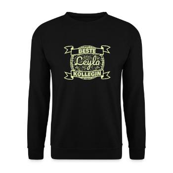 Arbeitskollegin Leyla - Unisex Pullover - Schwarz - Vorne - Alina (178cm) & Michal (187cm)