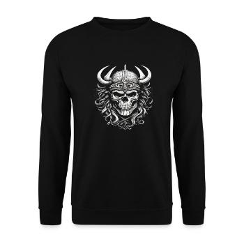 Viking Skull - Unisex Sweatshirt - black - Front - Alina (178cm) & Michal (187cm)