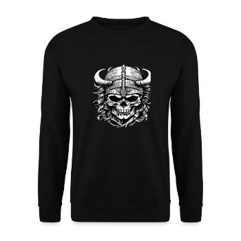 Viking Skull - Unisex Sweatshirt - black - Front - Alina (178cm) & Michal (187cm)