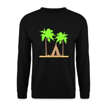 tente palmiers loisirs plage vacances camping-car en plein air - Sweat-shirt Unisexe - noir - Devant - Alina (178cm) & Michal (187cm)