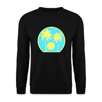 Deux Palmiers Île Soleil Coucher De Soleil Rond Bleu - Sweat-shirt Unisexe - noir - Devant - Alina (178cm) & Michal (187cm)