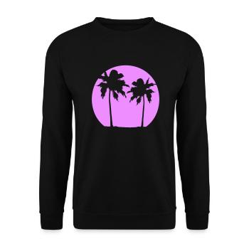 Deux Palmiers Île Soleil Coucher De Soleil Rond Rose - Sweat-shirt Unisexe - noir - Devant - Alina (178cm) & Michal (187cm)
