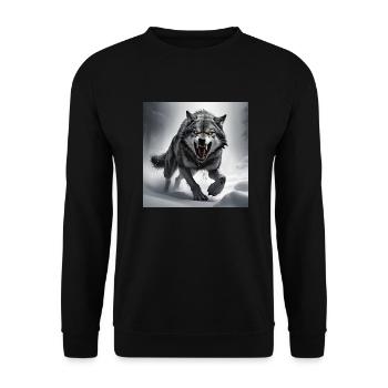 Wolf Animal Vector Nature Illustration Design Wild - Unisex Sweatshirt - black - Front - Alina (178cm) & Michal (187cm)