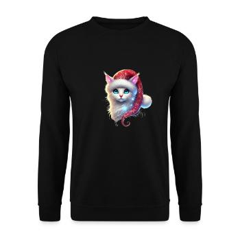 Christmas Cat - Unisex Pullover - Schwarz - Vorne - Alina (178cm) & Michal (187cm)