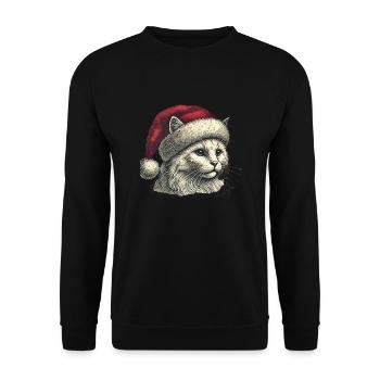 Christmas Cat - Unisex Pullover - Schwarz - Vorne - Alina (178cm) & Michal (187cm)
