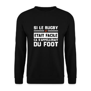 Wenn Rugby einfach wäre, würde man es Fußball nennen - Unisex Pullover - Schwarz - Vorne - Alina (178cm) & Michal (187cm)