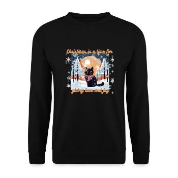 Weihnachtskatze - Unisex Pullover - Schwarz - Vorne - Alina (178cm) & Michal (187cm)