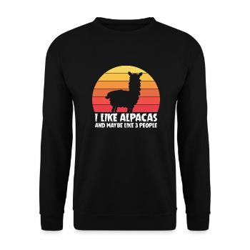 J’aime les alpagas drôle d’alpaga - Sweat-shirt Unisexe - noir - Devant - Alina (178cm) & Michal (187cm)