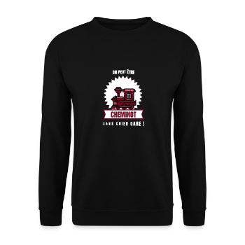 ON PEUT ÊTRE CHEMINOT SANS CRIER GARE ! (train) - Sweat-shirt Unisexe - noir - Devant - Alina (178cm) & Michal (187cm)