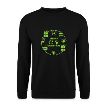 Der Weihnachtsmann im Kreis - Unisex Pullover - Schwarz - Vorne - Alina (178cm) & Michal (187cm)