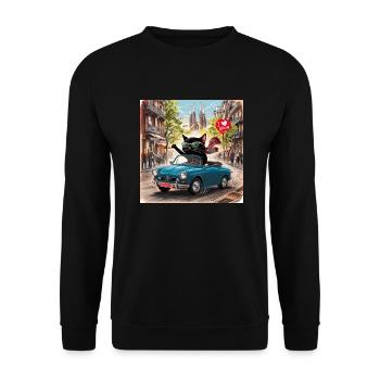 Cat on tour - I love Spain! - Barcelona - Unisex Sweatshirt - black - Front - Alina (178cm) & Michal (187cm)