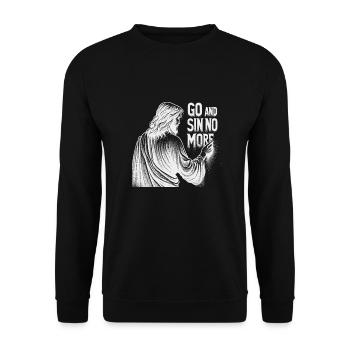 Go and Sin No More Inspirational Christian Design - Unisex Sweatshirt - black - Front - Alina (178cm) & Michal (187cm)