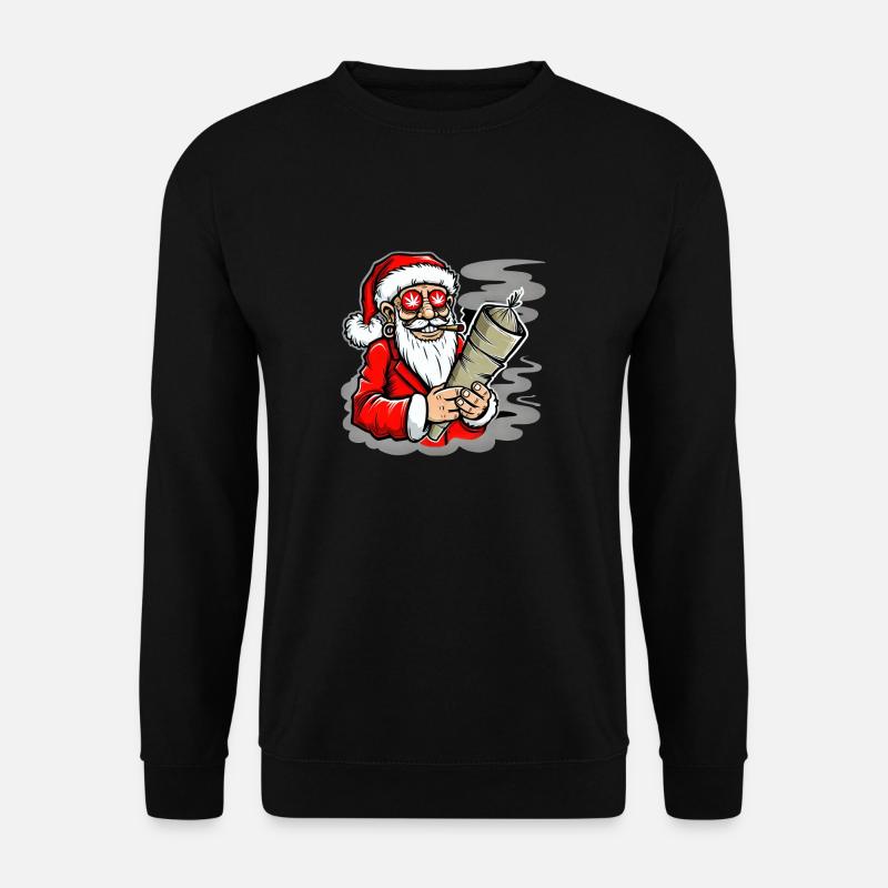 Kiffender Weihnachtsmann Hanf - Unisex Pullover - Schwarz