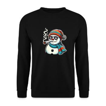 Kiffer Schneemann Winter Weihnachten Hanf - Unisex Pullover - Schwarz - Vorne - Alina (178cm) & Michal (187cm)